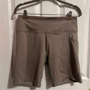 CK High Waisted Beige Athletic Shorts with Pocket